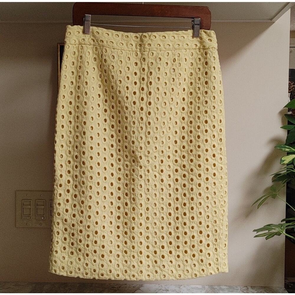 Vintage Marc Jacobs Fitted Yellow Embroidered Circle Cut-Out MidiSkirt Sz. S